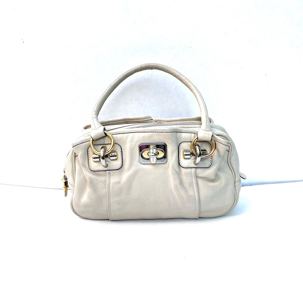 B Makowsky Off-white Leather Shoulder Bag